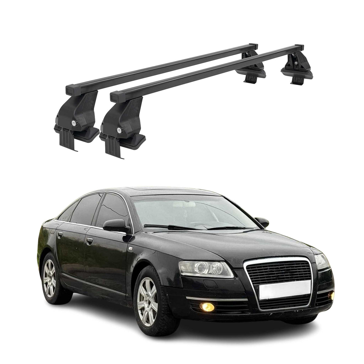 Menabo Dachträger Grundtäger für Audi A6 C6 Limo 2004-2011 50kg Stahl Schwarz 2x