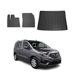 Fußmatten & Kofferraumwanne Set für Opel Combo Life 2019-2026 Gummi Schwarz 3x