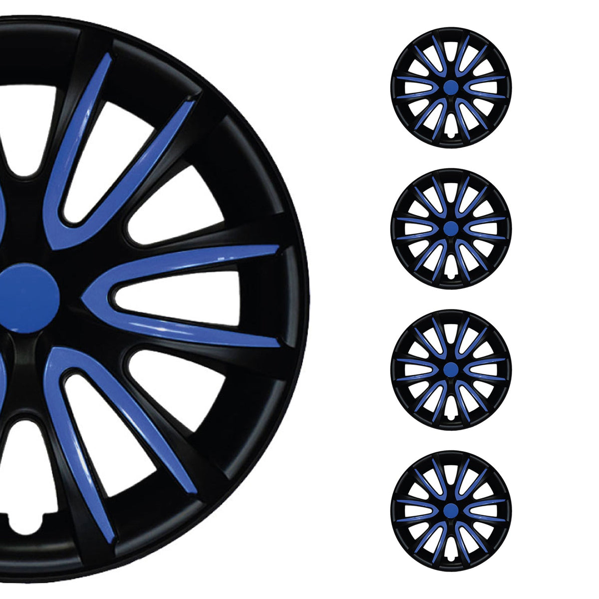 4x Radkappen Radzier für 15" Zoll Radblenden Stahlfelgen Schwarz Dunkel Blau