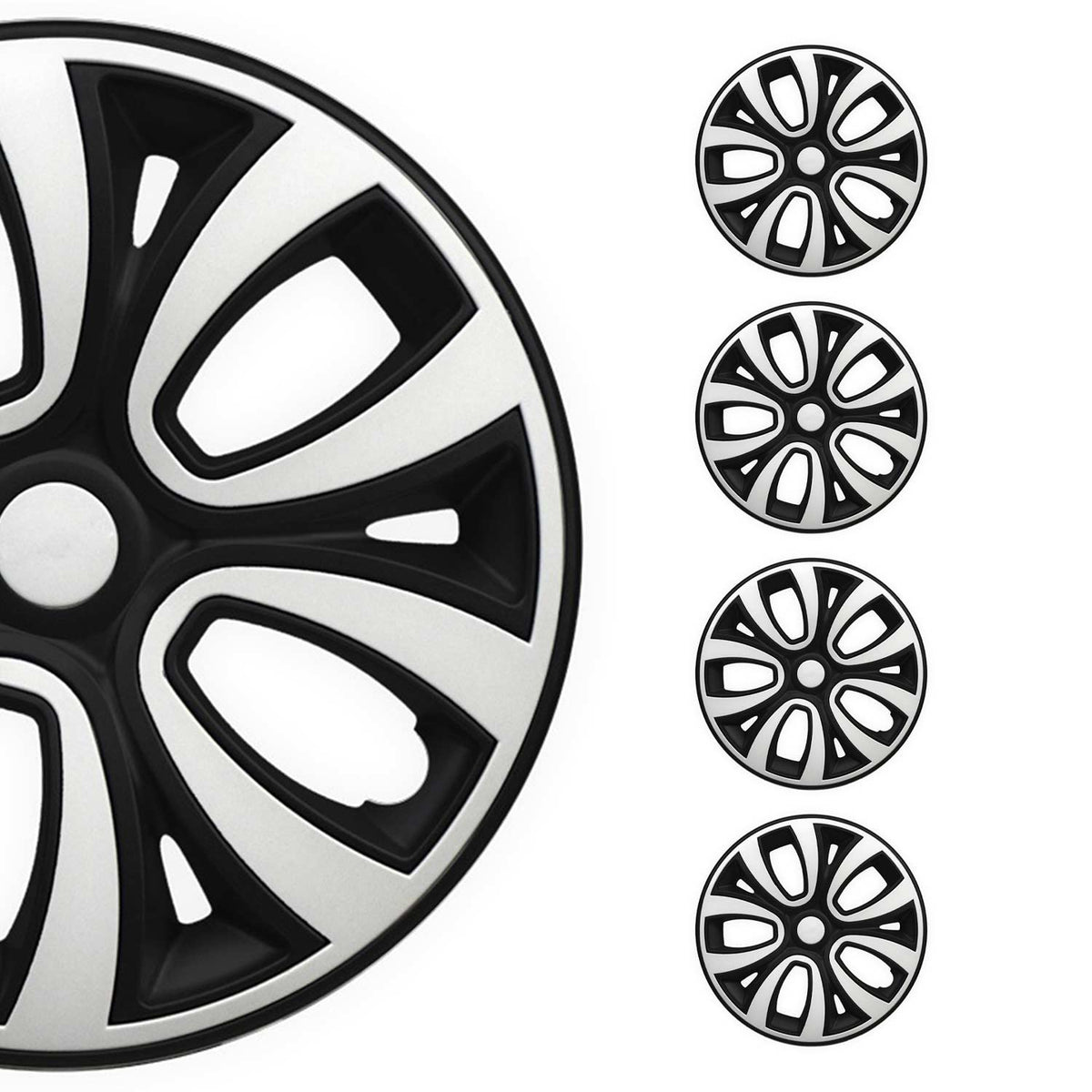 4x Radkappen Radzierblenden Radblenden für 15" Zoll Stahlfelgen Schwarz weiß