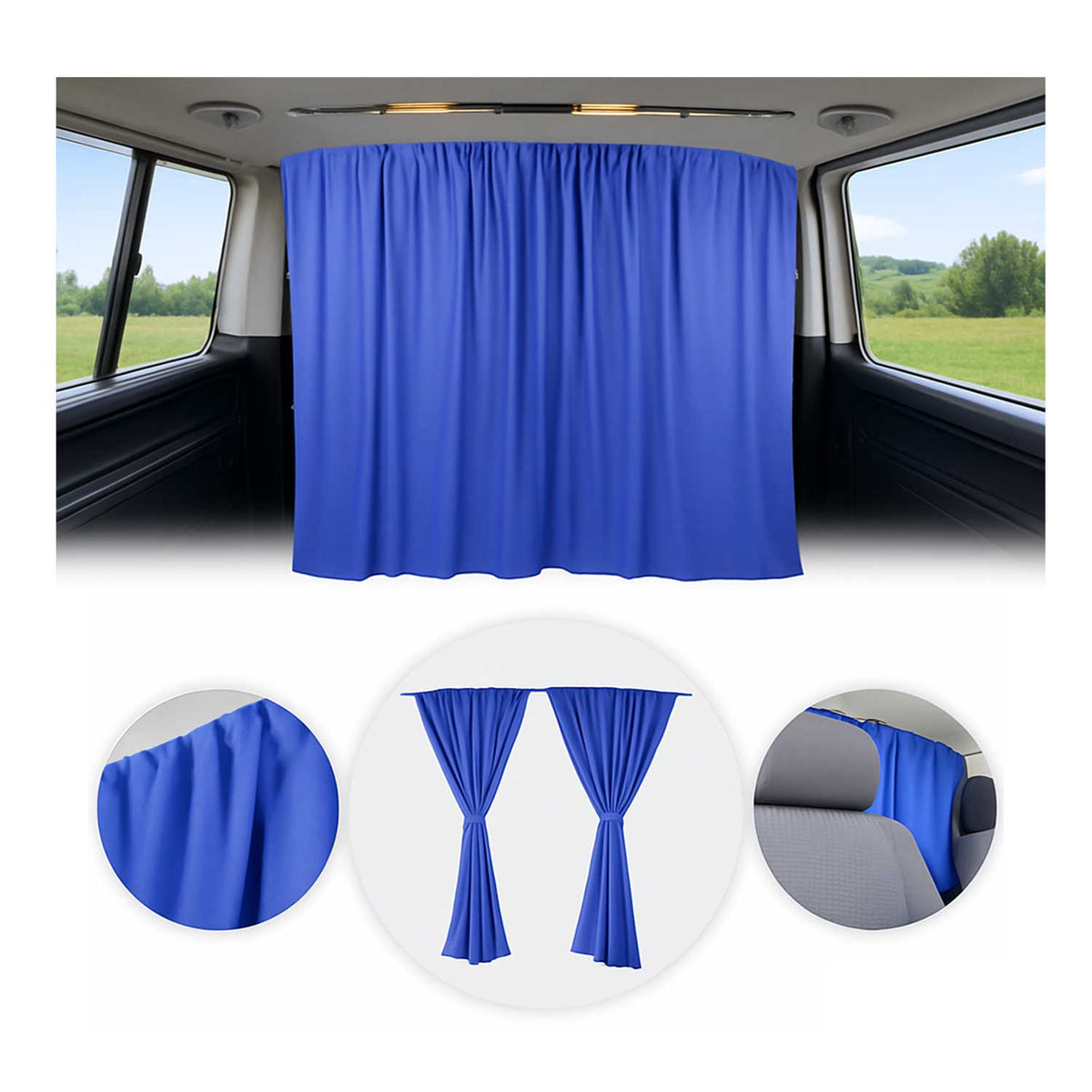 Maß Gardinen für VW T5 L1 L2 Fahrerhaus Abtrennung Sonnenschutz Dunkelblau