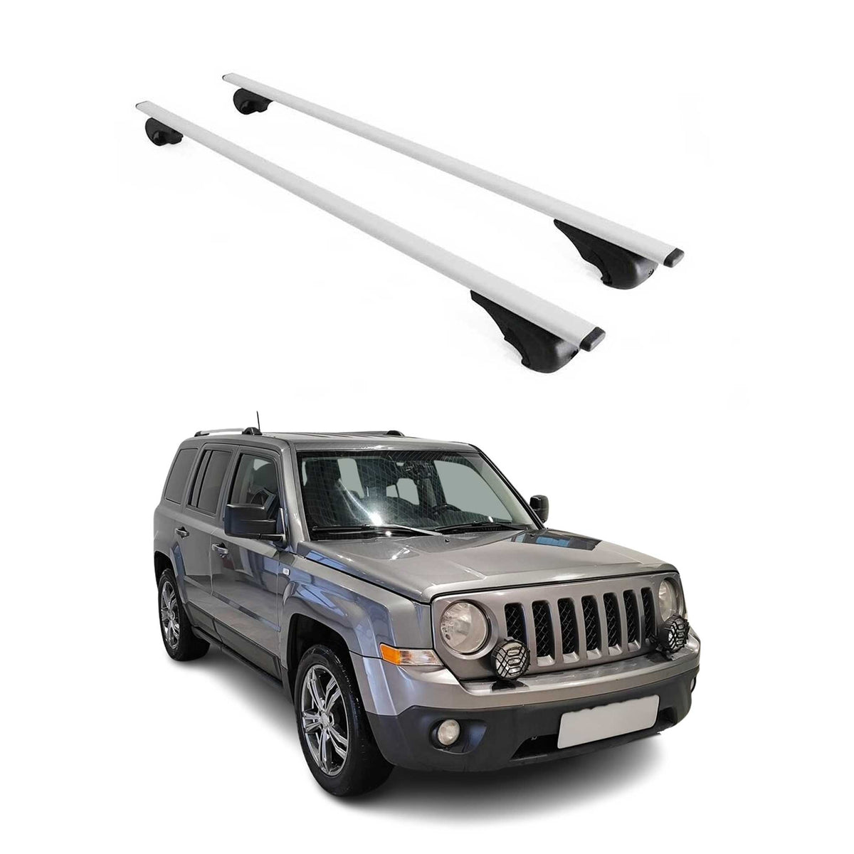 Dachträger Grundträger für Jeep Patriot 2007-2017 75kg Stahl Silber 2 tlg
