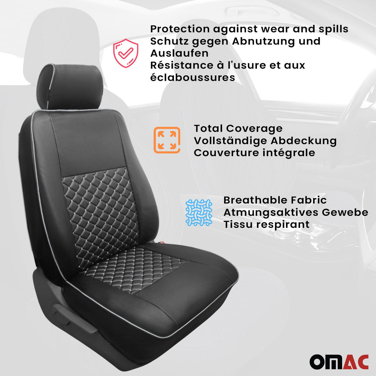 Sitzbezüge Schonbezüge für Ford Transit 2000-2014 Kunstleder Schwarz Weiß 1tlg