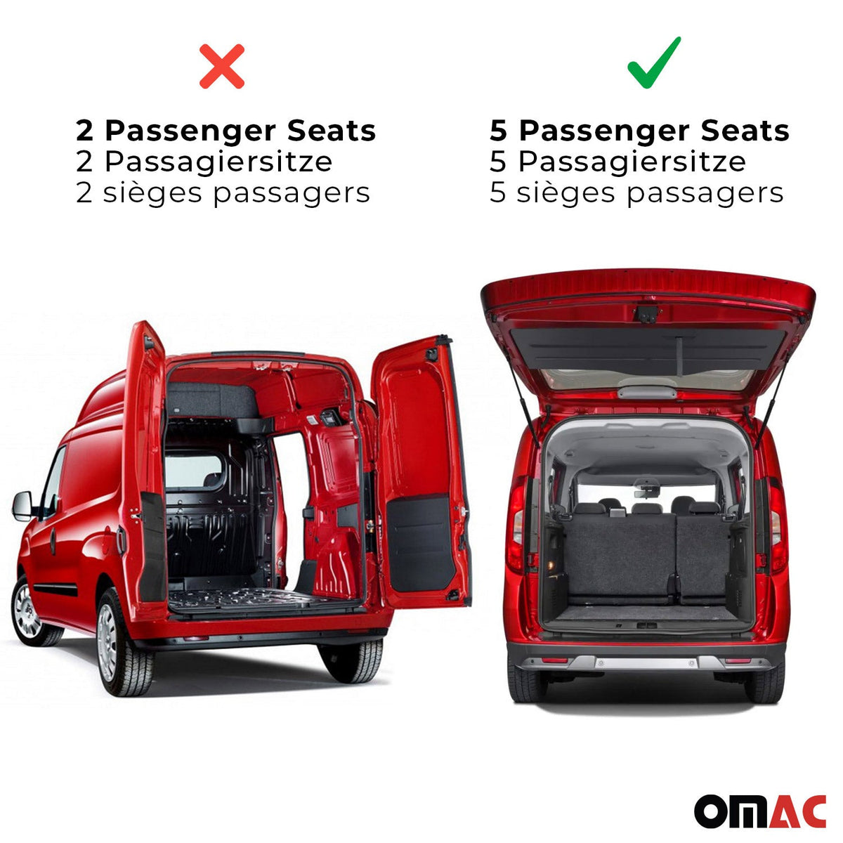 OMAC Gummi Fußmatten für Citroen Berlingo 2018-2026 Premium Gummi Schwarz 3tlg