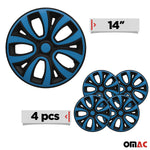 4x Radblenden Radzierblenden Radkappen für 14" Zoll Stahlfelgen Blau Schwarz