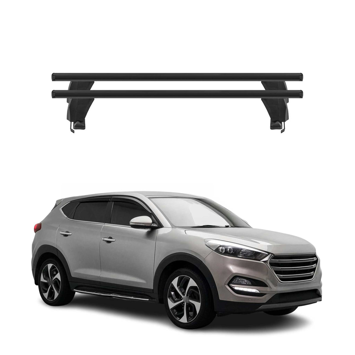 Menabo Dachträger Grundtäger für Hyundai Tucson mk3 2015-2020 50kg Alu Schwarz