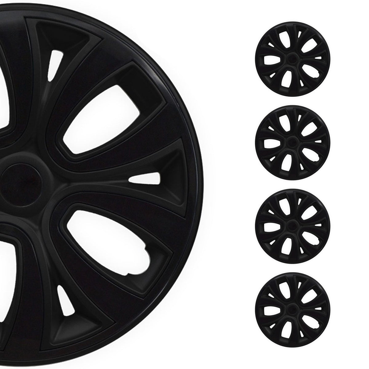 4x Radkappen Radzierblenden Radblenden für 15" Zoll Stahlfelgen Schwarz