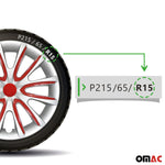 4x Radkappen Radzierblenden Radblenden für 15" Zoll Stahlfelgen Grau Rot