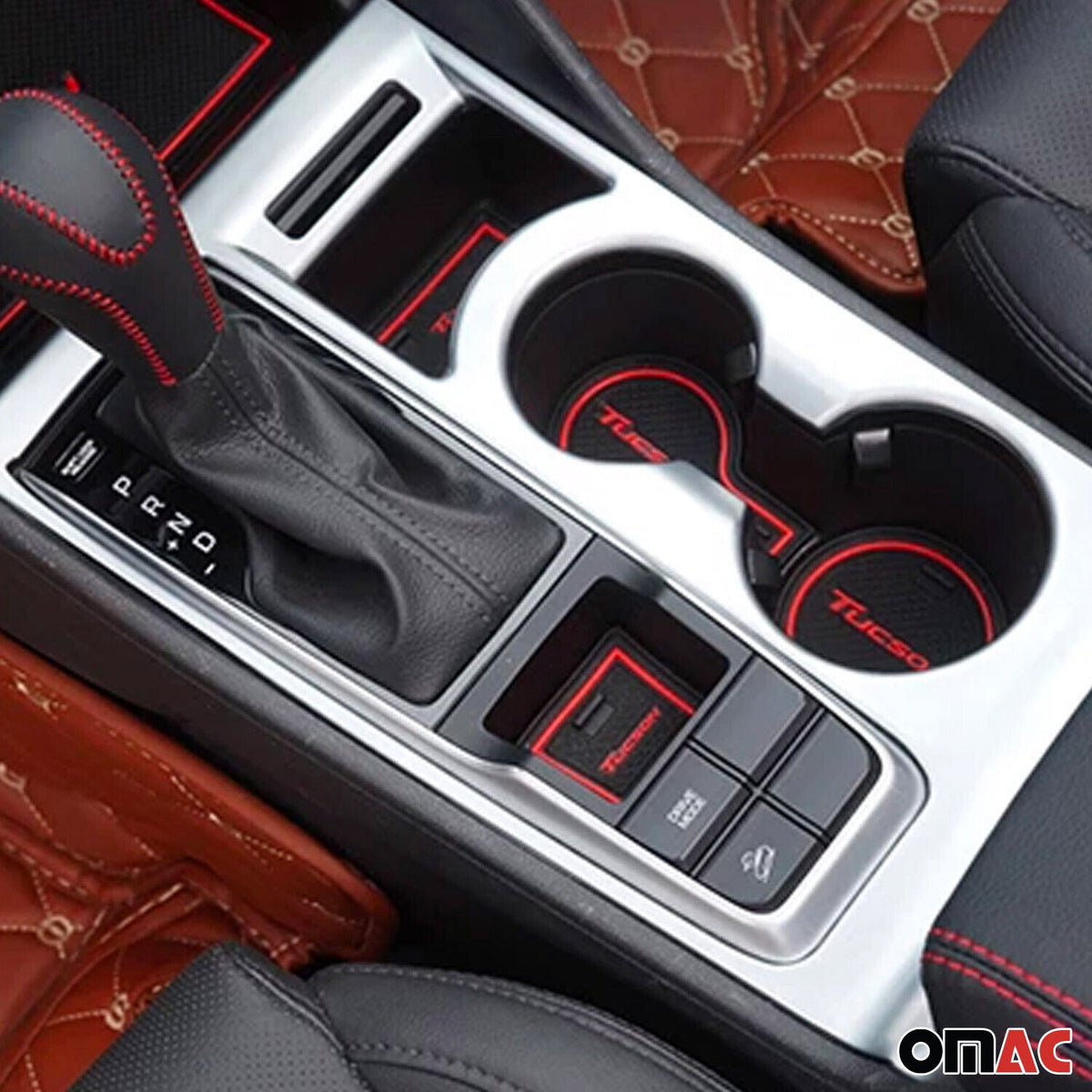 Getränkehalter Rahmen Cupholder für Hyundai Tucson 2015-2021 Chrom ABS Silber