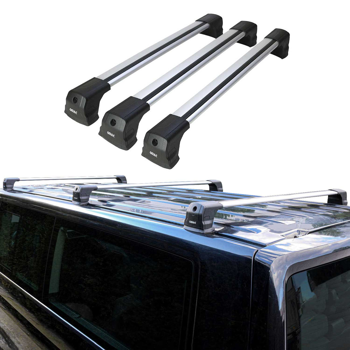 Dachträger Grundträger für VW Caddy V Maxi 2020-2026 75kg Aluminium Silber 3 tlg