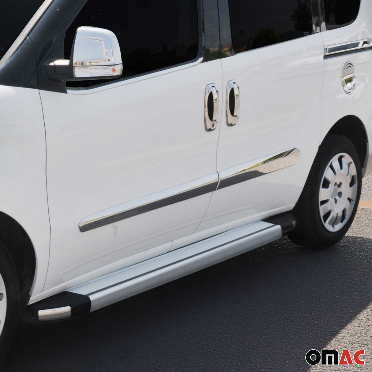 Seitentürleiste Türleisten Türschutzleiste für Fiat Doblo Opel Combo D Chrom 4x