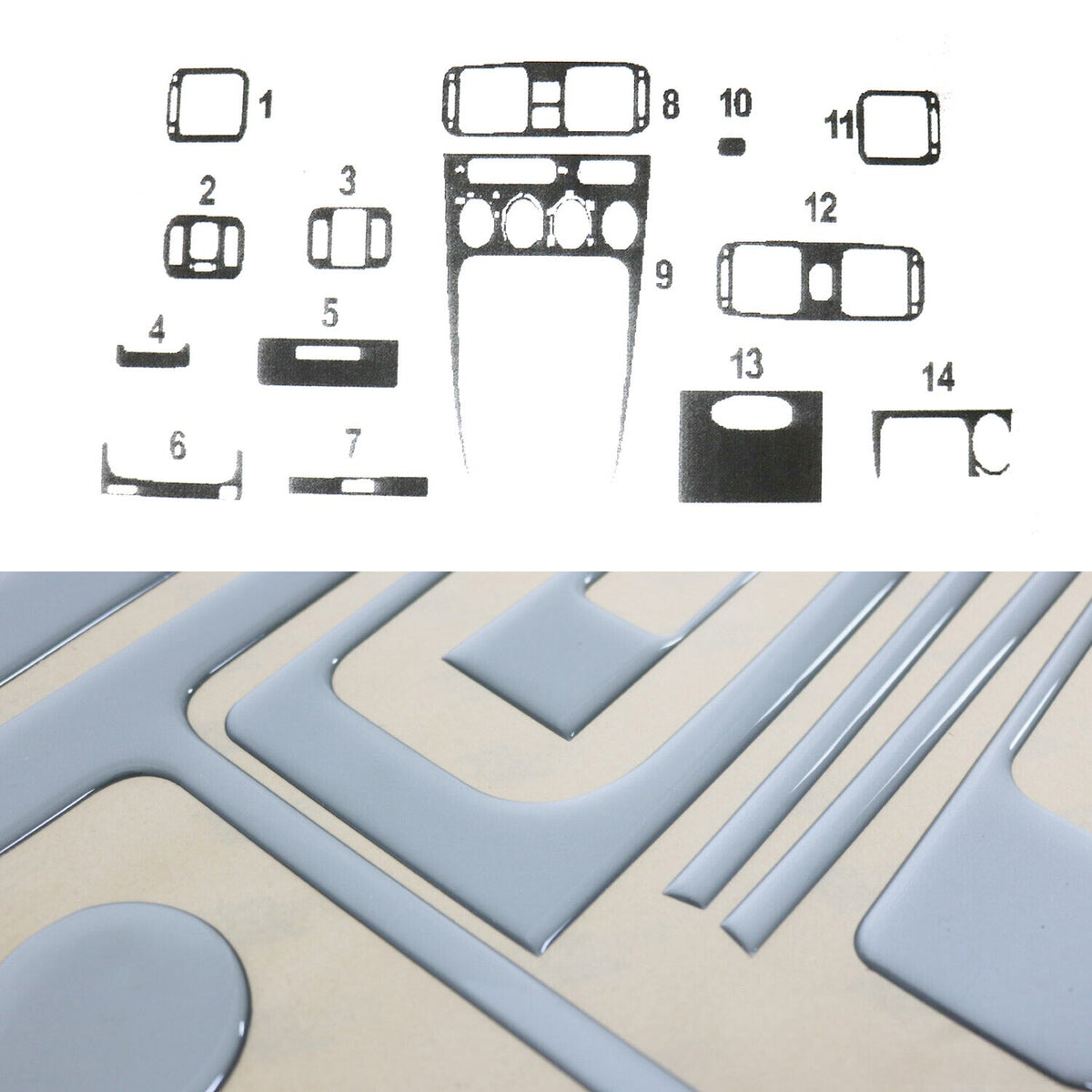 Innenraum Dekor Cockpit für Toyota Corolla 1997-2002 Limo Aluminium Optik 14tlg