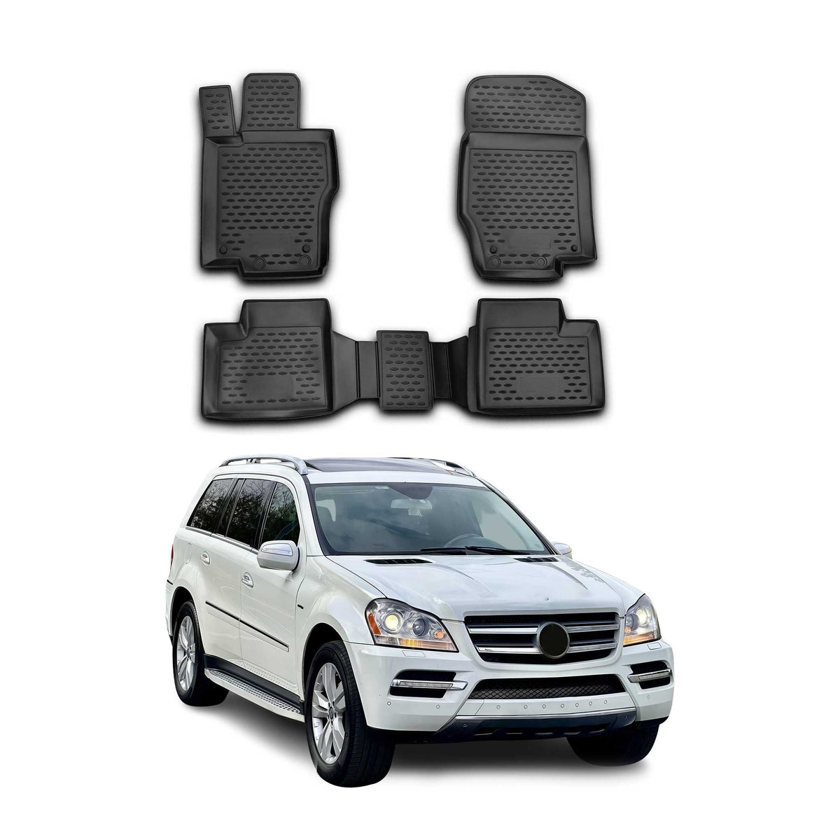 OMAC Gummimatten Fußmatten für Mercedes GL Klasse X164 2006-2012 TPE Schwarz 4x