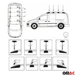 Dachreling Dachgepäckträger für VW Caddy Maxi 2010-2015 L2 Langer  Alu Silber 2x