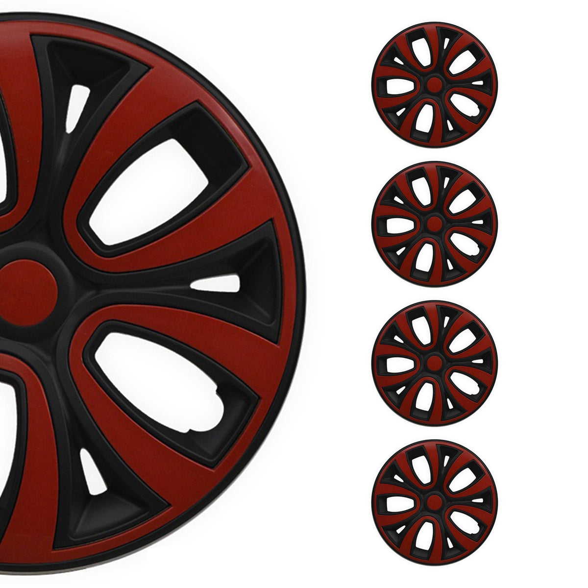 4x Radblenden Radzierblenden Radkappen für 14" Zoll Stahlfelgen Rot Schwarz