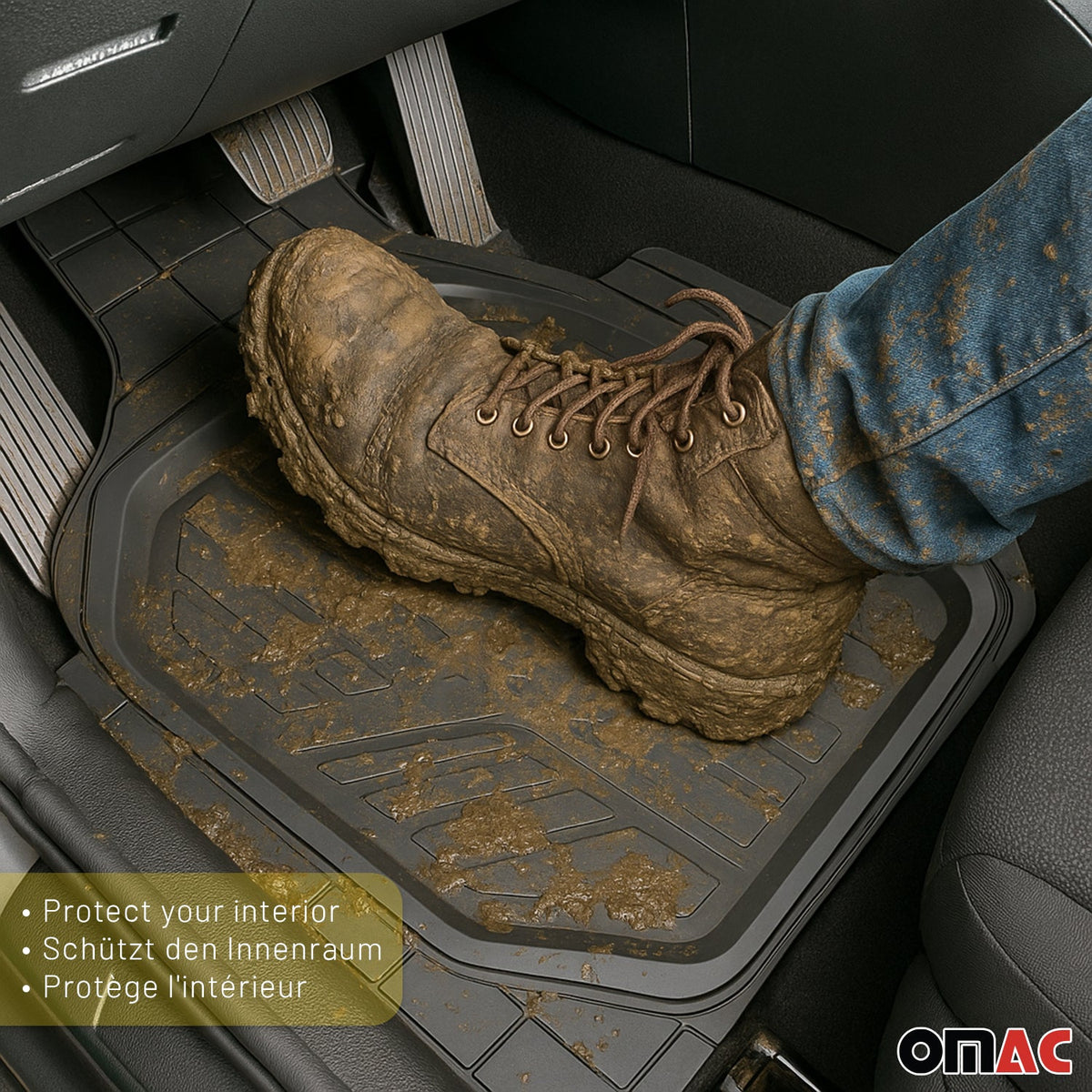 Fußmatten Gummimatten 3D Matte für Ford B-Max C-Max Gummi Universal Schwarz 4Tlg