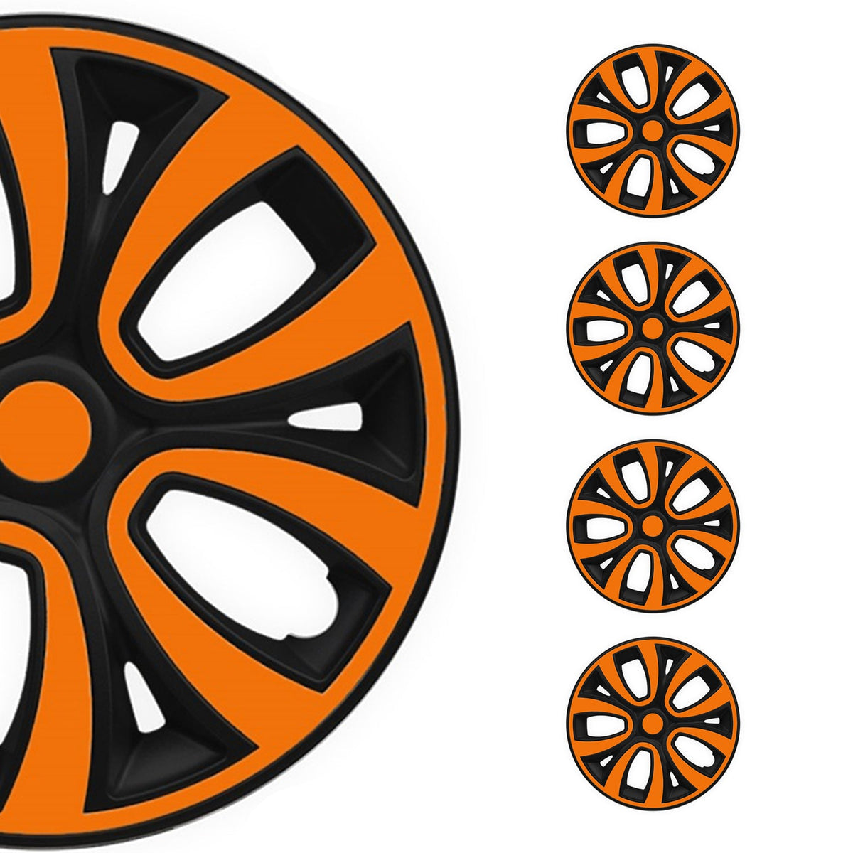 4x Radblenden Radkappen Radzierblenden 16" Zoll Stahlfelgen Matt Schwarz Orange