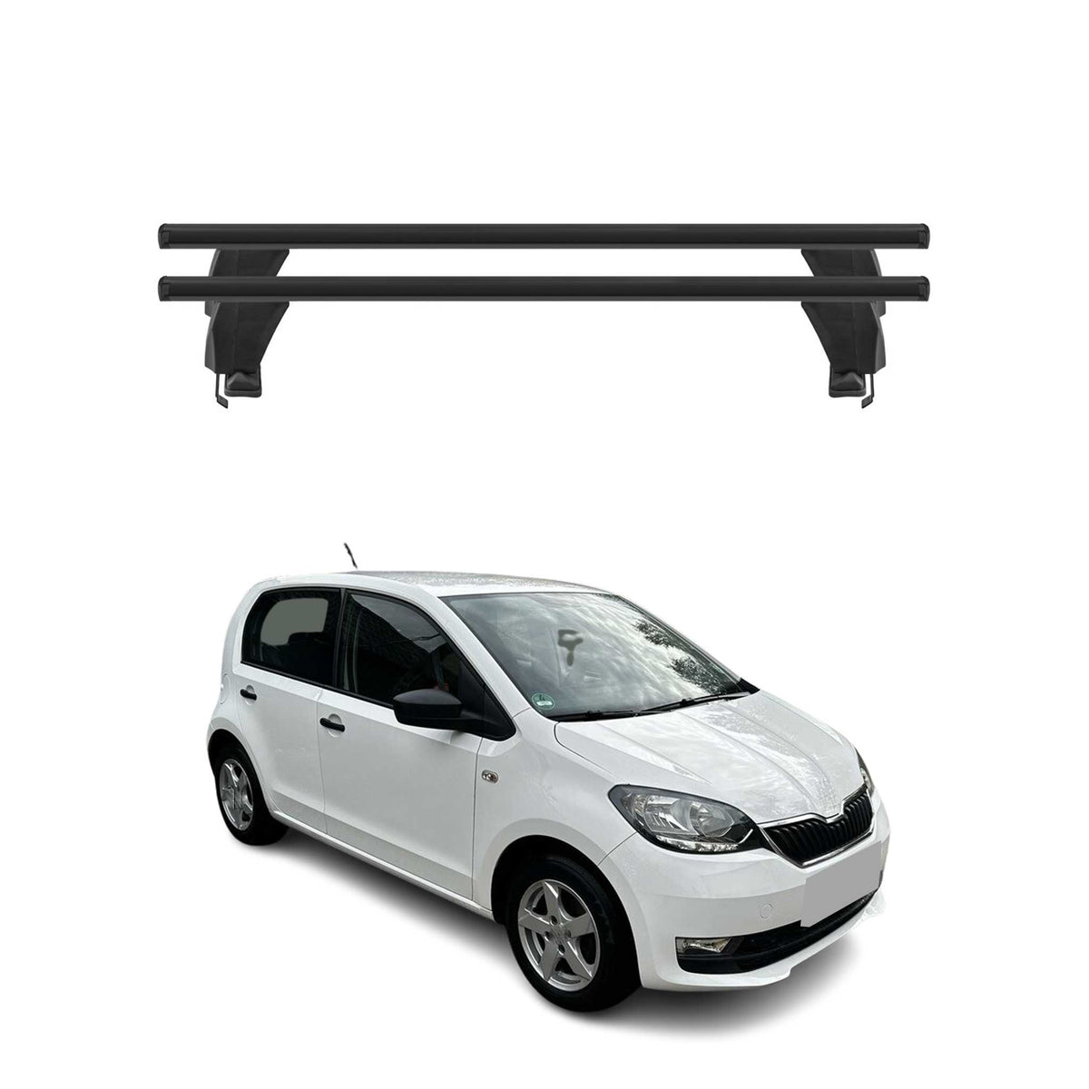 Menabo Dachträger Grundtäger für Skoda Citigo 2011-2019 5tür 50kg Alu Schwarz 2x