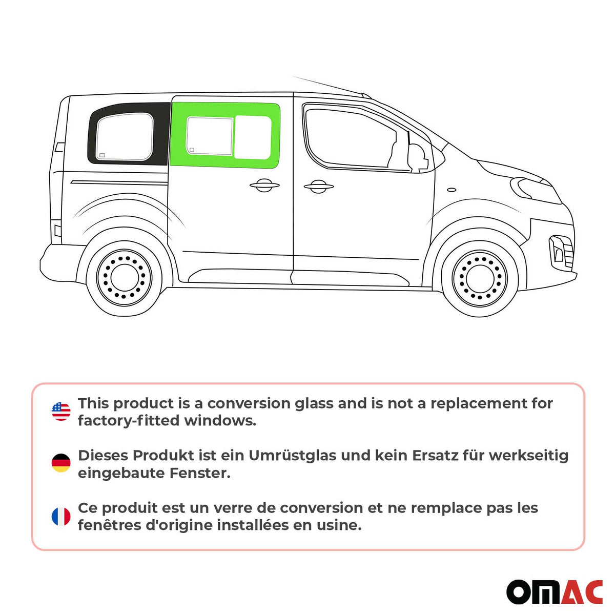 Schiebefenster Seitenfenster für Fiat Scudo 2022-2026 Schwarz Rechts L1