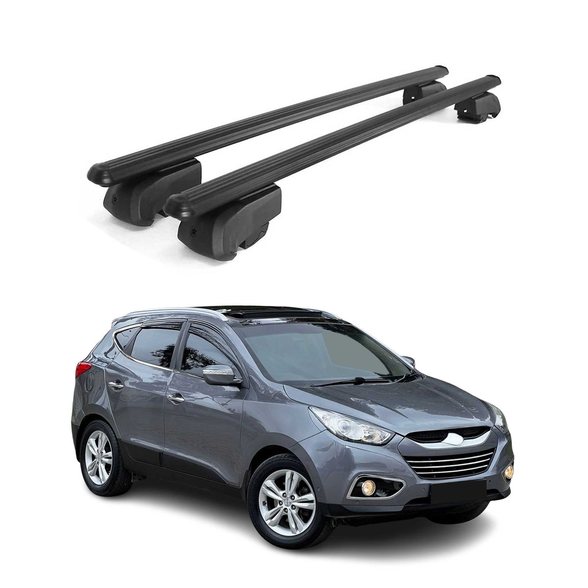 Dachträger Gepäckträger für Hyundai IX35 2010-2015 ABE Aluminium Schwarz 2x
