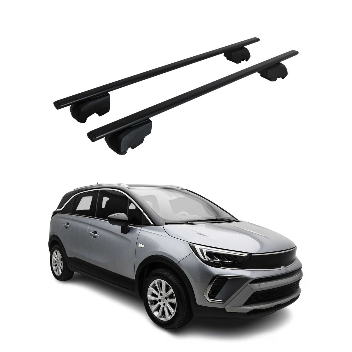 Dachträger Grundträger für Opel Crossland 2021-2024 75kg Stahl Schwarz 2 tlg