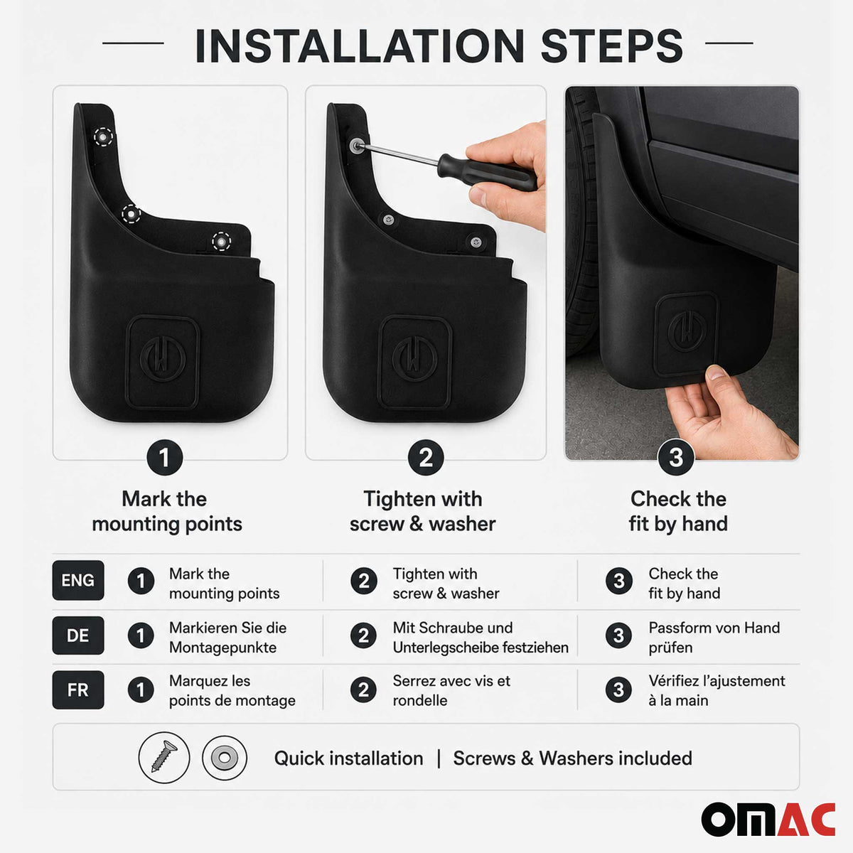 Universal 2x Schmutzfänger Spritzschutz für Ford B-Max 2012-2017