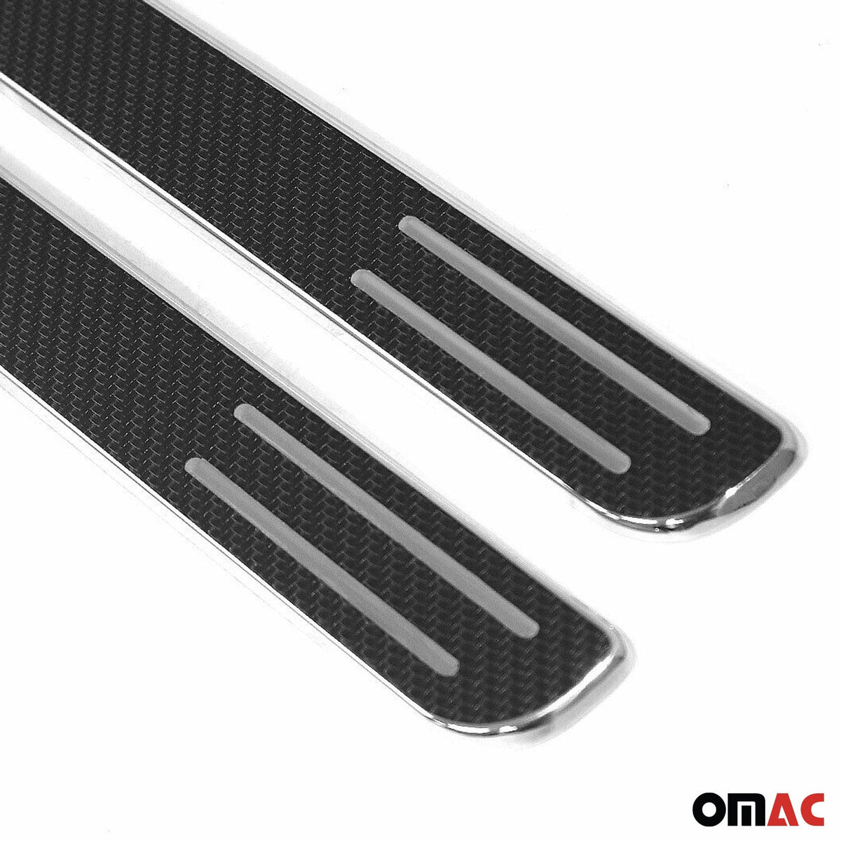 Einstiegsleisten Türschweller für Autos Universal 38cm Chrom Kohlefaserfolien 2x