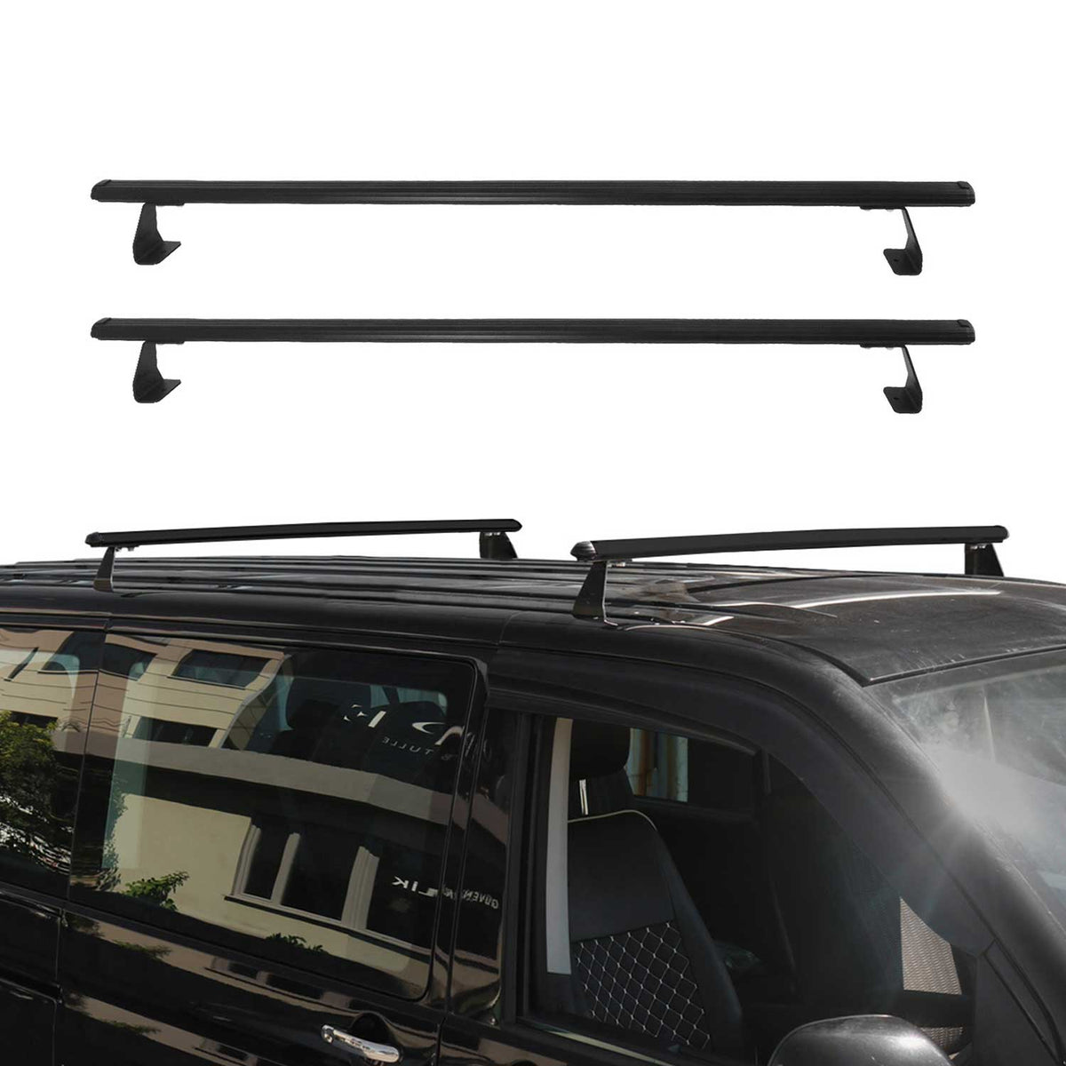 Dachträger Grundtäger für Mercedes Citan W420 2021-2026 75kg Alu Schwarz 2 tlg