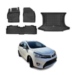OMAC Fußmatten & Kofferraumwanne Set für Toyota Verso 2009-2018 Gummi Schwarz 4x