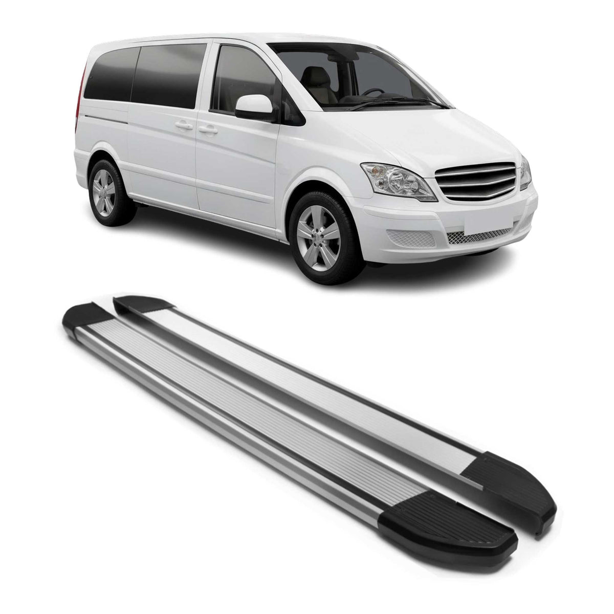Alu Schweller Trittbretter für Mercedes Vito Viano W639 2003-2014 Kurzer Grau