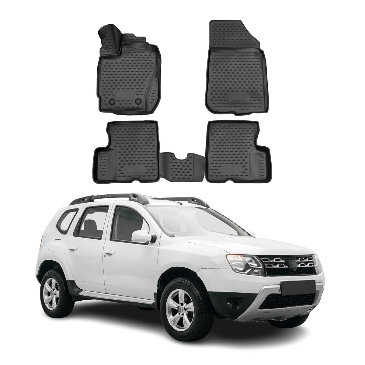 OMAC Gummimatten Fußmatten für Dacia Duster I 2013-2017 Facelift TPE Schwarz 4x