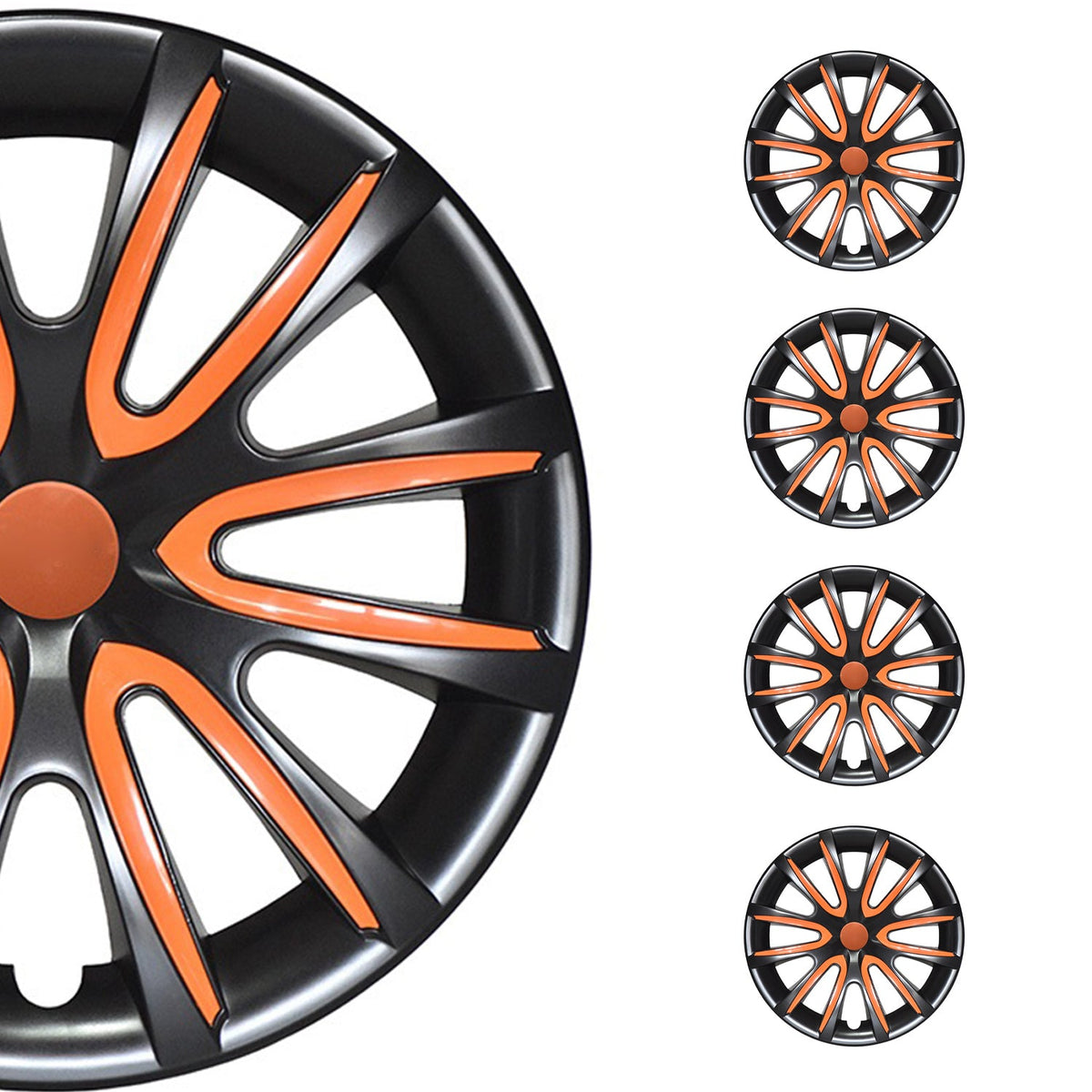 4x Radblenden Radkappen Radzierblenden 16" Zoll Stahlfelgen Schwarz Orange