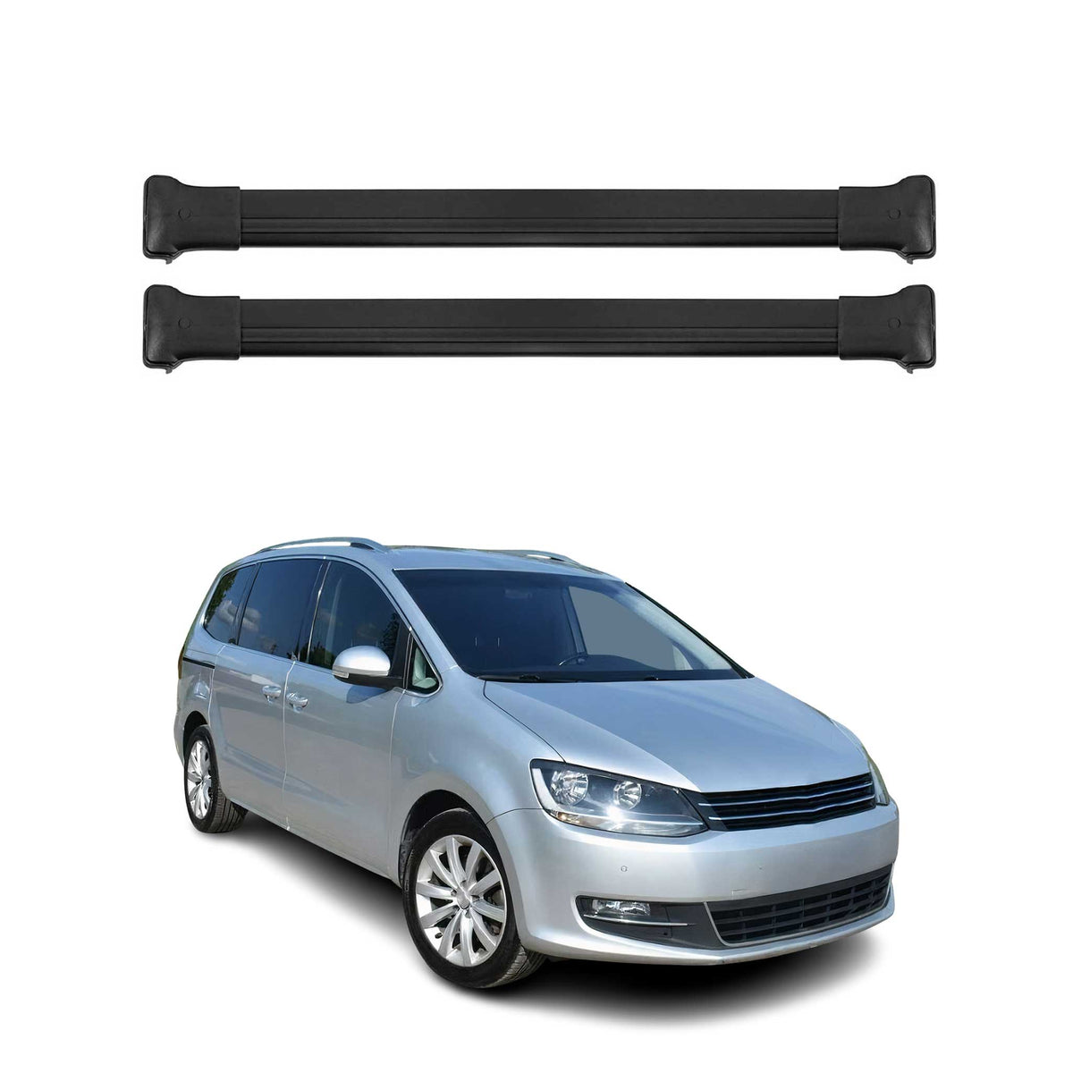 Dachträger Gepäckträger für VW Sharan 2010-2023 Relingträger Alu Schwarz 2x
