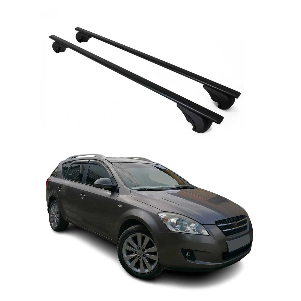 Dachträger Grundträger für Kia Ceed 2007-2012 75kg Stahl Schwarz 2 tlg