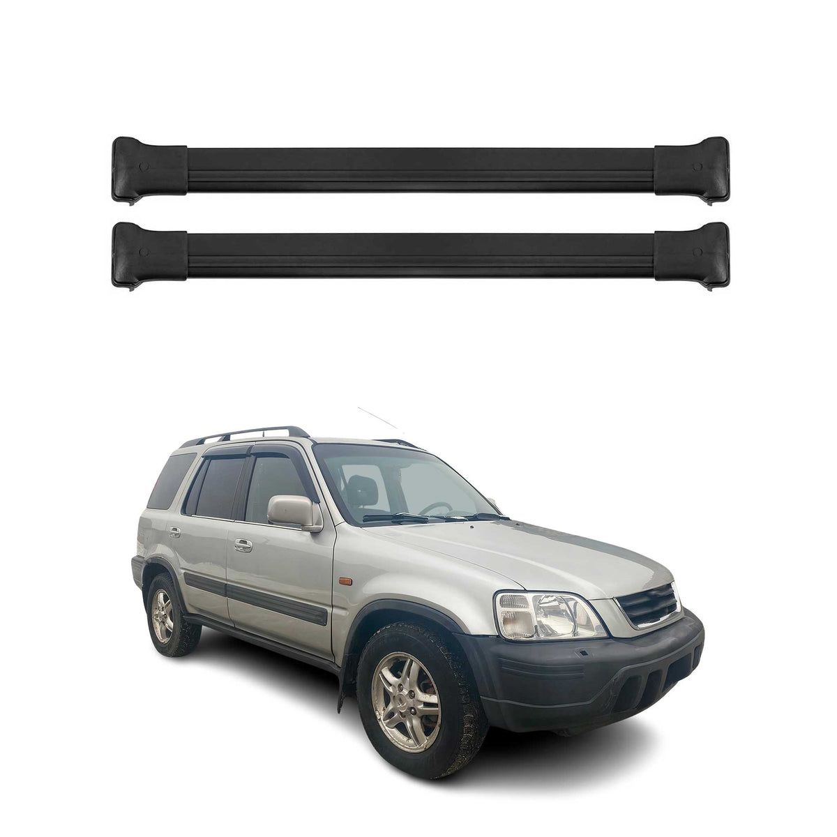 Dachträger Grundtäger für Honda CR-V mk1 1995-2001 75kg Aluminium Schwarz 2 tlg Namma Markt