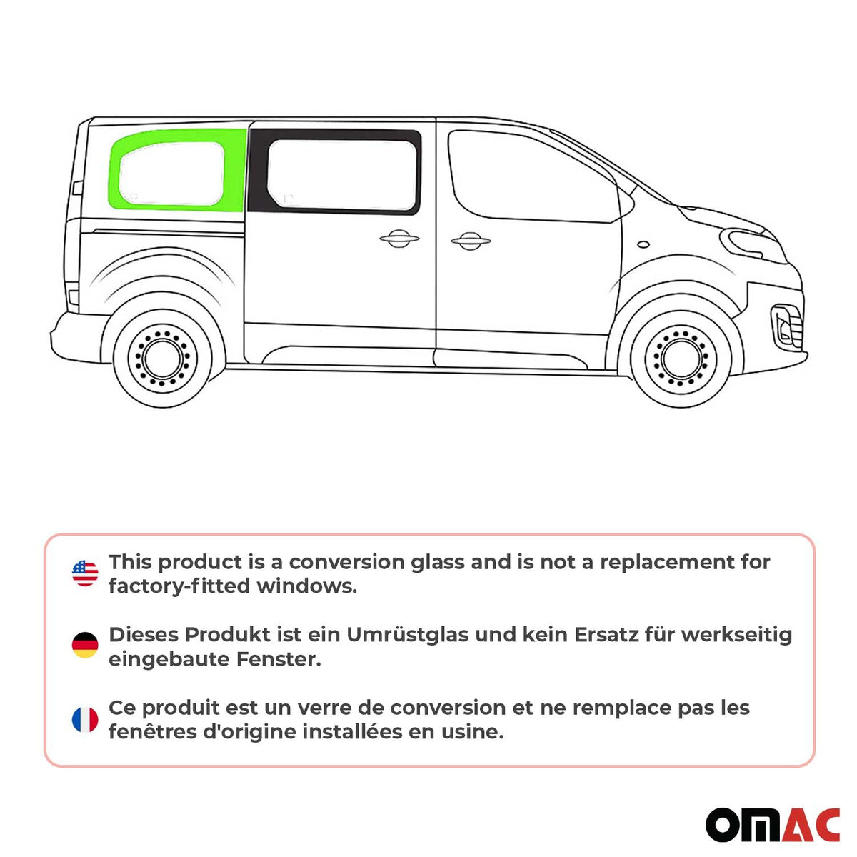 Seitenfenster Seitenscheibe Auto Fenster für Toyota Proace 2016-2026 Rechts L2