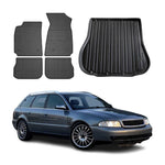 Fußmatten & Kofferraumwanne Set für Audi A4 B5 Avant 1994-2001 Gummi Schwarz 5x