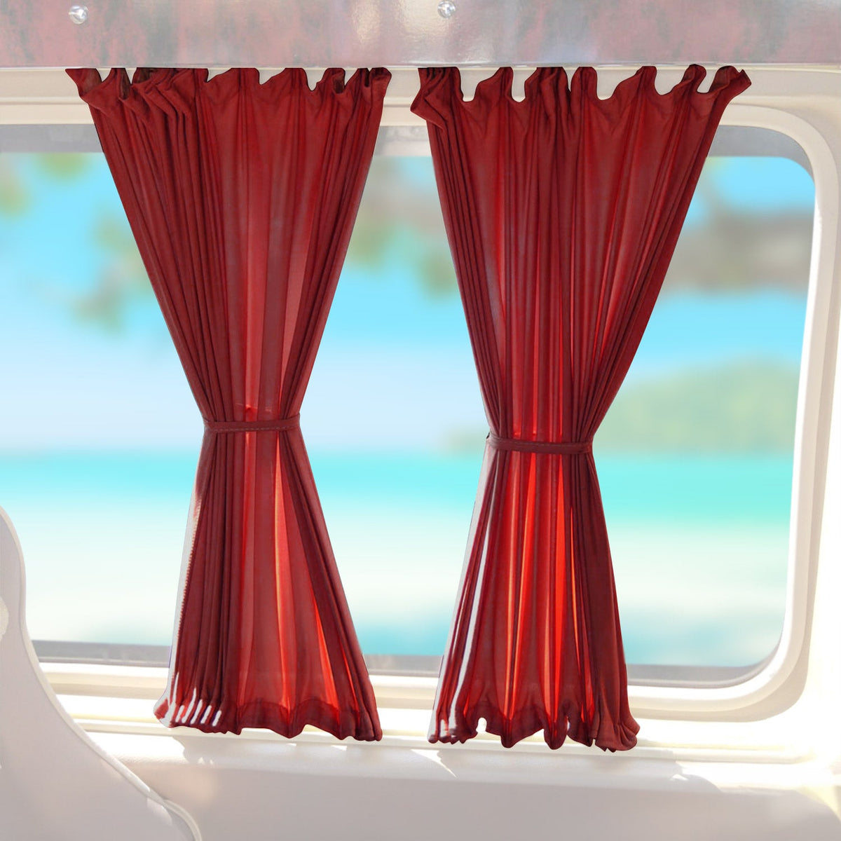 Sonnenschutz MAß Gardine für Ford Transit 2006-2014 Mittel Doppelhecktür Rot 6x