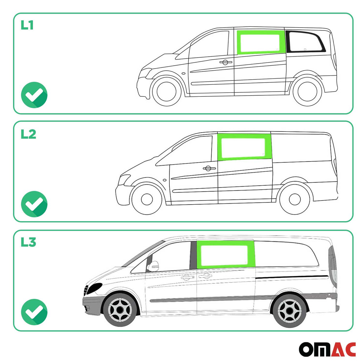 Seitenfenster Auto Fenster für Mercedes Vito W639 2003-2014 Vorne Links L1 L2 L3