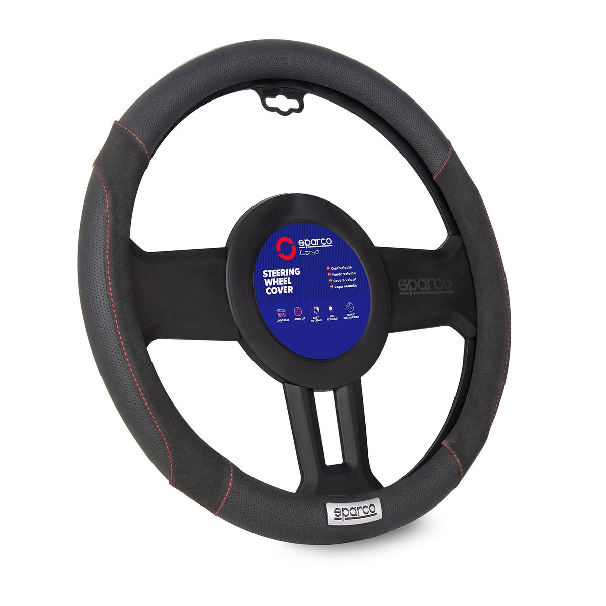 SPARCO Lenkradbezüge Lenkradschoner Lenkradschutz Schwarz Kunstleder Suede