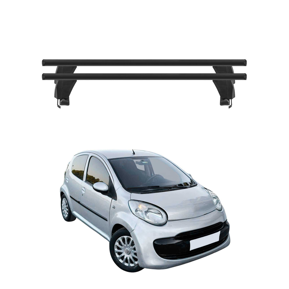 Menabo Dachträger Grundtäger für Citroen C1 2005-2022 50kg Alu Schwarz 2 tlg