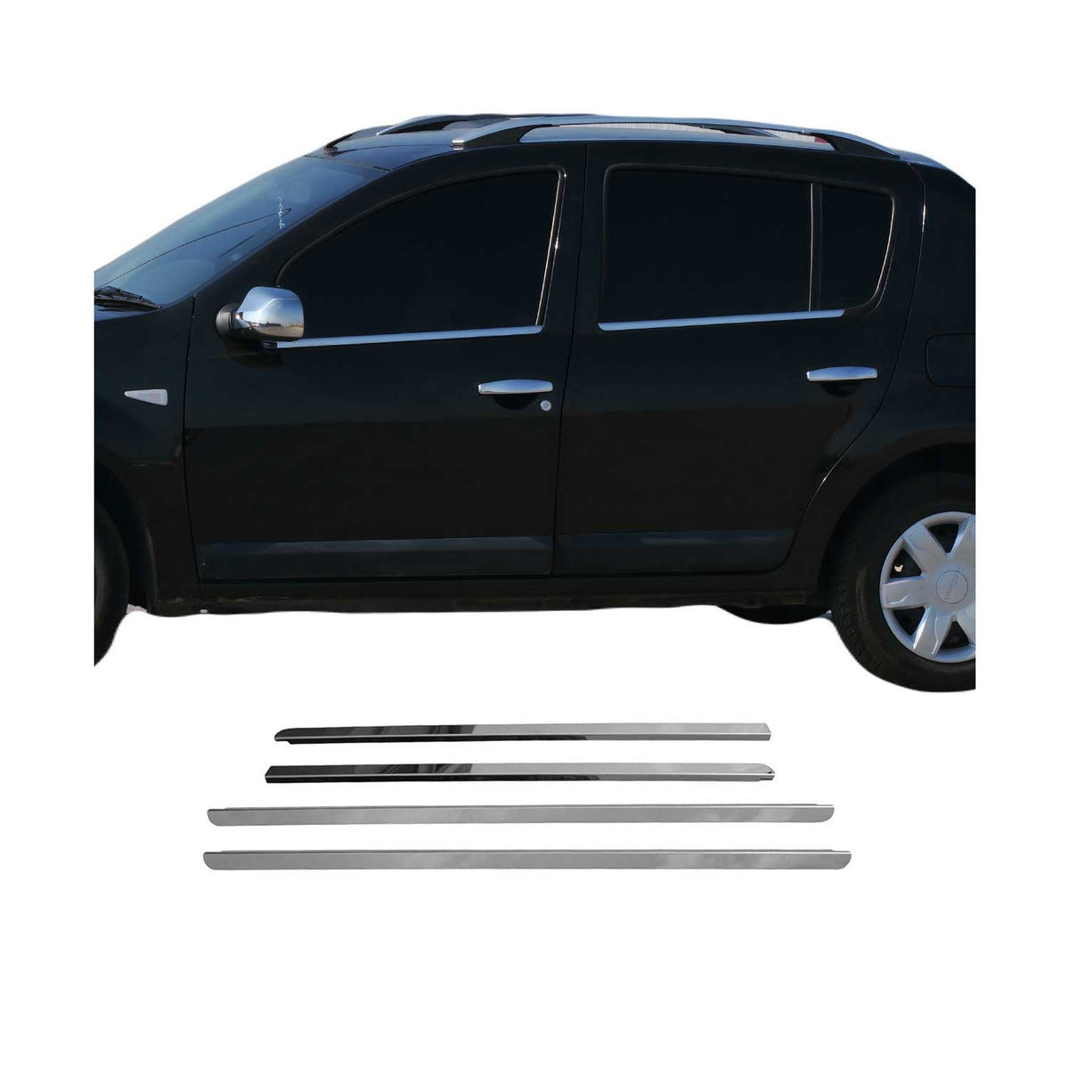 Fensterleisten Zierleisten für Dacia Sandero I 2008-2012 Edelstahl Chrom 4tlg