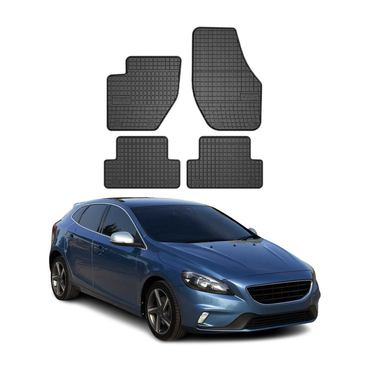 OMAC Gummi Fußmatten für Volvo V40 2012-2019 Automatten Gummi Schwarz 4tlg