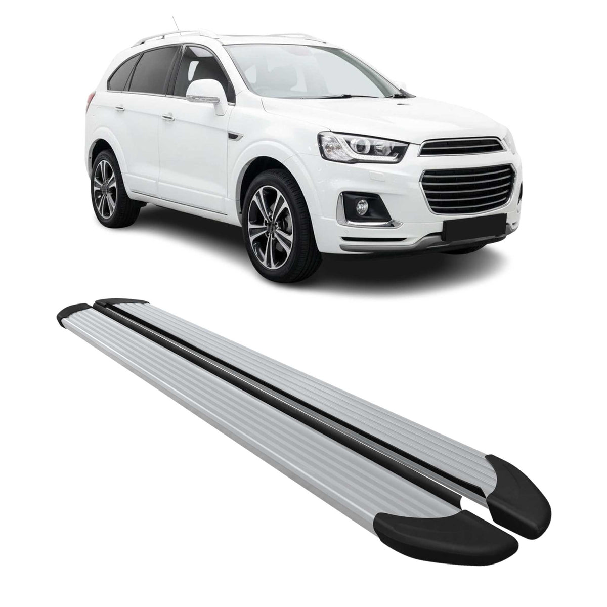 Seitenschweller Trittbretter Schweller für Chevrolet Captiva 2019-2026 Alu Grau