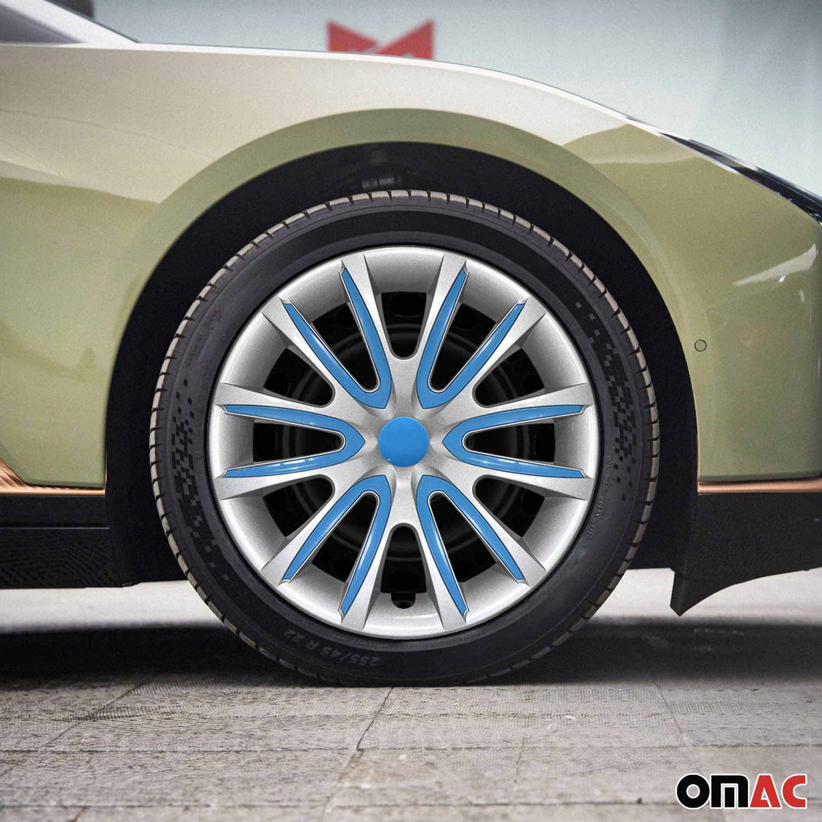 4x Radkappen Radzierblenden Radblenden für 16" Zoll Stahlfelgen Grau Blau