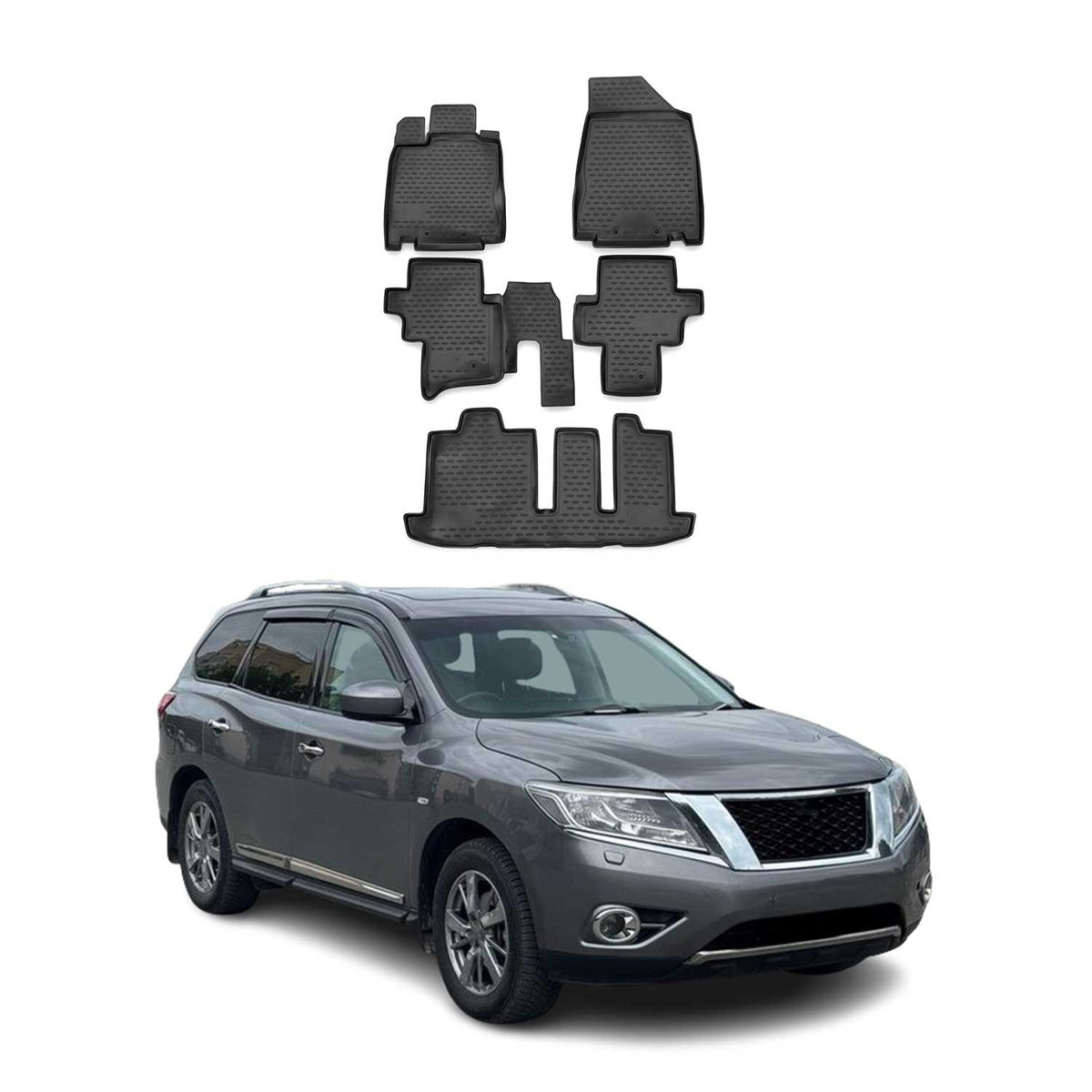 OMAC Gummimatten Fußmatten für Nissan Pathfinder R52 2013-2016 TPE Schwarz 5x