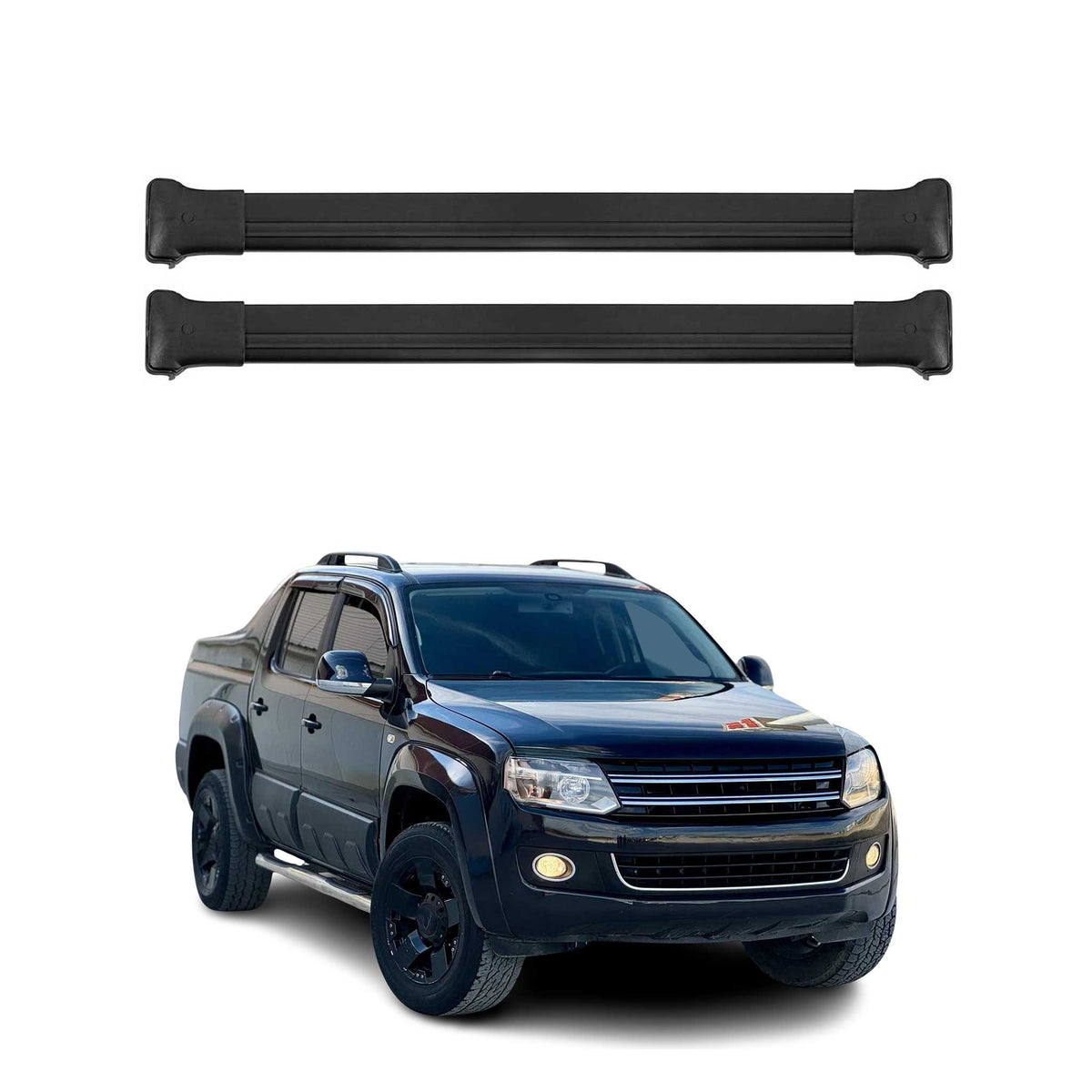 Dachträger Grundtäger für VW Amarok mk1 2010-2022 75kg Aluminium Schwarz 2tlg