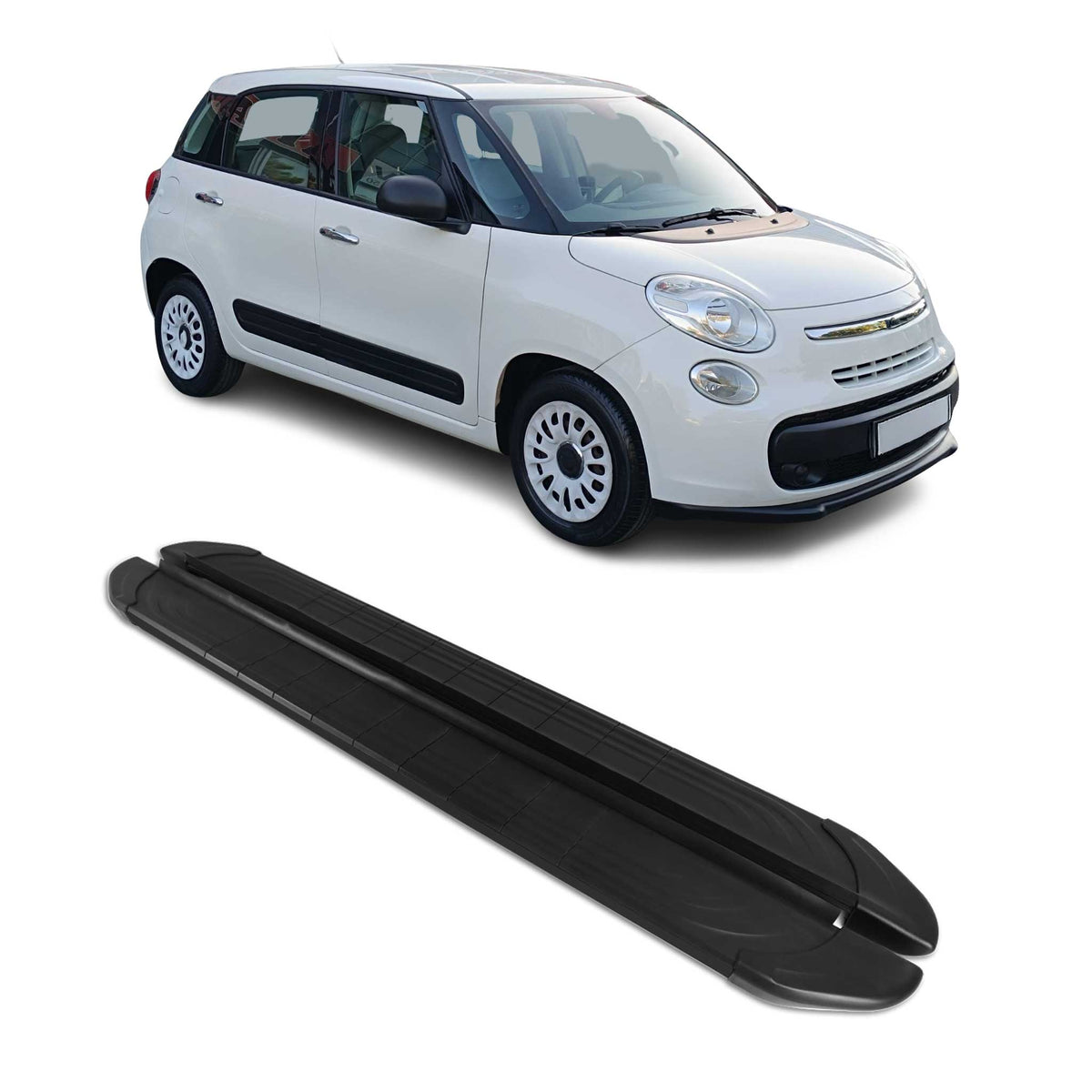 Trittbretter Seitenschweller für Fiat 500L 2012-2024 Aluminium Schwarz 2tlg