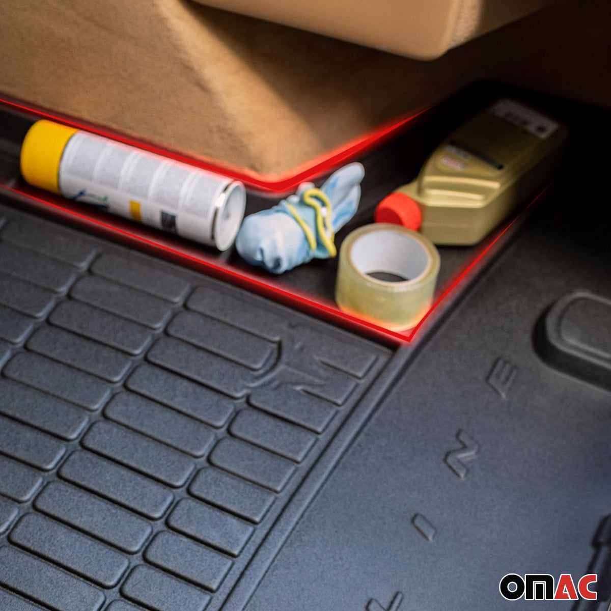 OMAC Fußmatten & Kofferraumwanne Set für VW Passat B8 2014-2019 Gummi Schwarz 5x