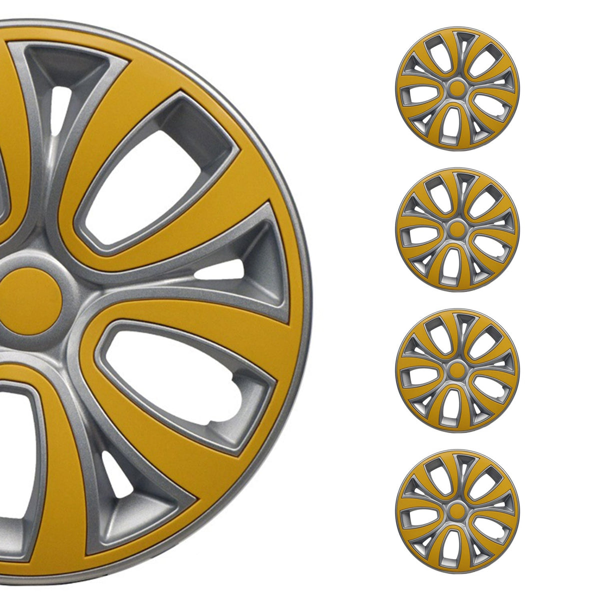 4x Radblenden Radkappen Radzierblenden für 15" Zoll Stahlfelgen Silber Gelb